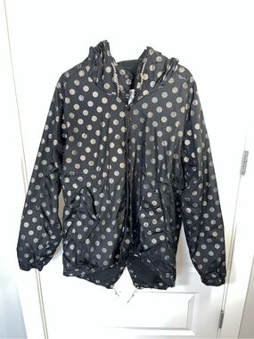 Hall of Fame Y2K Metallic Polka Dot Hooded Windbreaker Jacket M
